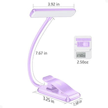 Load image into Gallery viewer, Gritin 19 LED Rechargeable Book Light for Reading in Bed with Memory Function- Eye Caring 3 Color Temperatures,Stepless Dimming Brightness,80 Hrs Runtime Clip On Book Light for Book Lovers-Purple
