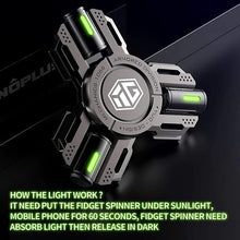 Load image into Gallery viewer, Fidget Spinners, Fidget Spinner Gifts for Adults and Kids, Stress Anxiety ADHD Relief Figets Toy, Metal Finger Hand Spinner Toys with Luminous Light, Spinner Absorb Solar Light Then Release in Dark
