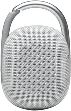 Load image into Gallery viewer, JBL Clip 4 Portable Bluetooth Speaker - White, IP67 Waterproof, Dustproof, 10 Hours Playtime, Integrated Carabiner, Ultra-Portable Design, Bold Style, Rich Pro Sound, Includes Pouch
