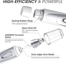 Load image into Gallery viewer, Ear and Nose Hair Trimmer Clipper - 2024 Professional Painless Eyebrow &amp; Facial Hair Trimmer for Men Women,Battery-Operated Trimmer with IPX7 Waterproof,Dual Edge Blades for Easy Cleansing White
