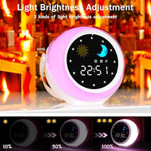 Load image into Gallery viewer, Kids Alarm Clock, Ok to Wake Clock for Toddlers with Sunrise &amp; Moon for Bedroom Decor, Sleep Training Digital Clock with White Noise Sound &amp; Night Light for Girls Boys (Pink-Blue)
