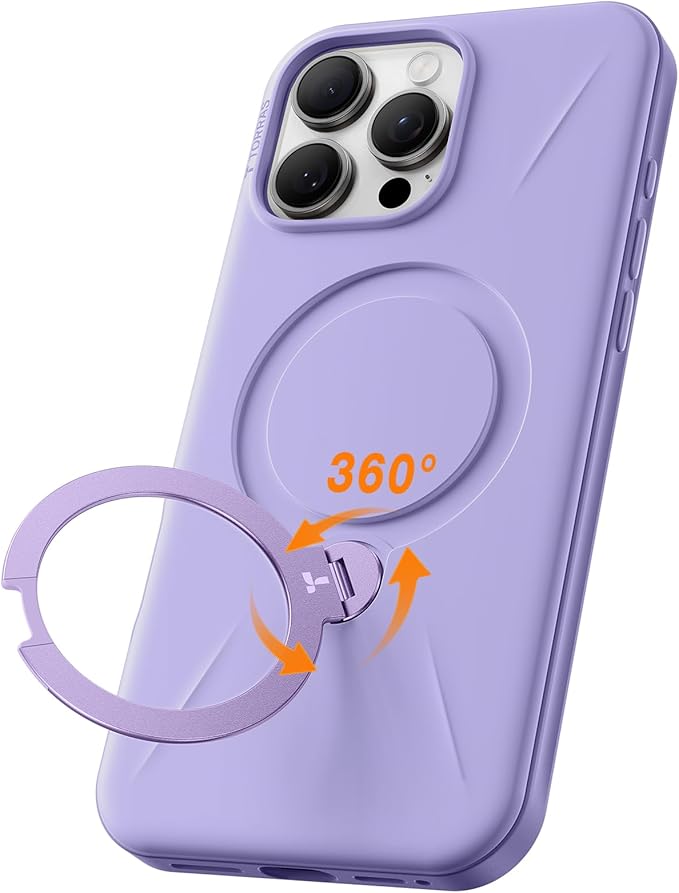 TORRAS 360° Spin Stand for iPhone 16 Pro Case, Fit for Magsafe, Hard PC Mil-STD Protective Scratch-Resistant Case for iPhone 16 Pro Phone Case, Ostand Spin, Violet Purple, 6.3 inch