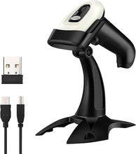 Load image into Gallery viewer, Eyoyo Wireless 2D QR Barcode Scanner with Stand, Bluetooth &amp; 2.4G Wireless &amp; USB Wired Handheld Barcode Reader with 1D 2D Screen Scanning Auto Sensing Connect Smart Phone Tablet PC
