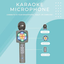 Load image into Gallery viewer, Sing-Along Bling Bluetooth Karaoke Microphone and Bluetooth Stereo Speaker All-in-One (Silver Bling)
