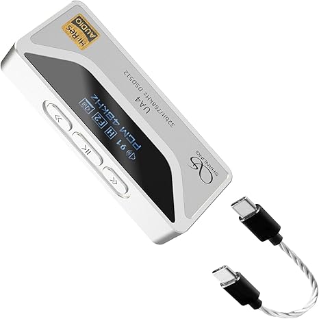 SHANLING UA4 Portable USB DAC/AMP Headphone Amplifier,Support MQA 16X,768kHz DSD512,High Driving Power for Android/iOS/Mac/Windows,dongle Volume Control,3.5/4.4mm up to 237mW@32? Output (Silver)