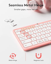 Load image into Gallery viewer, Samsers Foldable Bluetooth Keyboard with Touchpad, Full-Size Wireless Folding Keyboard with PU Leather, Portable Travel Keyboard for iOS Android Windows Mac OS, Support 3 Devices (BT5.1 x 3), Pink

