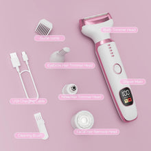 Load image into Gallery viewer, Electric Razor for Women, 4-in-1 Bikini Trimmer &amp; Body Shaver for Nose Hair Face Eyebrow Arms Legs Armpit Underarm Pubic Area, Rechargeable Wet/Dry Painless Hair Removal
