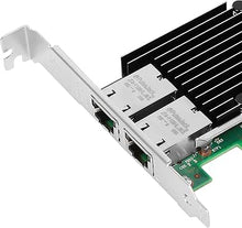 Load image into Gallery viewer, 10Gb PCI-E NIC Network Card for Intel X540-T2,100MbE/1GbE/10GbE Copper Dual RJ45 Ports, with Intel X540 Chip,10GbE PCI Express 2.1 X8 Ethernet Adapter Support Windows/Linux/VMware
