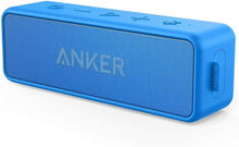 Load image into Gallery viewer, Anker Soundcore 2 12W Portable Wireless Bluetooth Speaker: Better Bass, 24-Hour Playtime, 66ft Bluetooth Range, IPX7 Water Resistance &amp; Built-in Mic, Dual-Driver Speaker for Beach, Travel, Party- Blue
