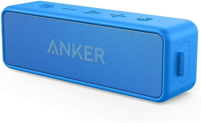 Anker Soundcore 2 12W Portable Wireless Bluetooth Speaker: Better Bass, 24-Hour Playtime, 66ft Bluetooth Range, IPX7 Water Resistance & Built-in Mic, Dual-Driver Speaker for Beach, Travel, Party- Blue