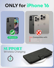 Load image into Gallery viewer, OCASE Compatible with iPhone 16 Wallet Case, PU Leather Flip Folio Case with Card Holders RFID Blocking Kickstand [Shockproof TPU Inner Shell] Phone Cover 6.1 Inch 2024, Graphite
