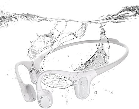 Run Plus Bone Conduction Headphones, IP68 Waterproof Swimming Headphones, Bluetooth Open Ear Wireless Headphones with 32G MP3, Secure Fit Design for Running, Swimming, Cycling, Workouts, Gray