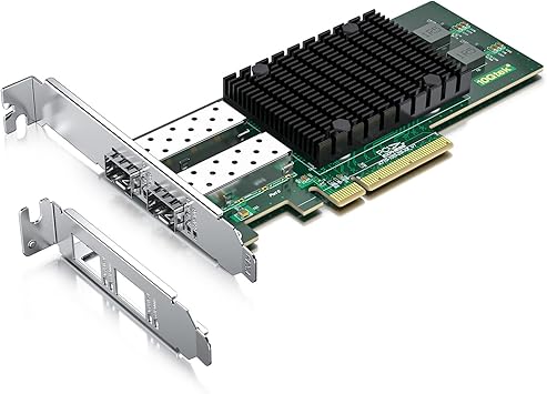 10Gtek 10Gb PCI-E NIC Network Card, Dual SFP+ Port, with Original Intel X710-BM2, PCI Express Ethernet LAN Adapter Support Windows Server/Windows/Linux/ESX, Compare to Intel X710-DA2