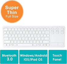Load image into Gallery viewer, SANWA Multi Device Bluetooth Keyboard with Touchpad, Rechargeable Keypad with Trackpad for Laptop Desktop Computer PC iPad/iPhone Tablet, Compatible with MacBook, Windows, Android, iOS, White
