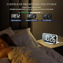 Load image into Gallery viewer, Digital Alarm Clock for Bedroom,6.7" LED Clock Mirror Surface with 2 USB Charger Port,Adjustable Brightness,Dual Alarm,Snooze,12/24H,Large Display Clock for Room Decor(White)
