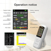 Load image into Gallery viewer, 8-in-1 Indoor Air Quality Monitor, Formaldehyde Detector, Temperature &amp; Humidity Meter, Sensor, Tester Detect PM2.5, CO, CO2, HCHO,TVOC,AQI Micron Dust, Home Air Test Kits
