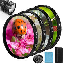 Load image into Gallery viewer, 77mm Close-up Filter Kit 4 Pieces(+1,+2,+4,+10) Macro Filter Accessory Close-up Lens Filter Kit Set with Lens Filter Pouch for Canon Nikon Sony Pentax Olympus Fuji DSLR Camera+Lens Cap
