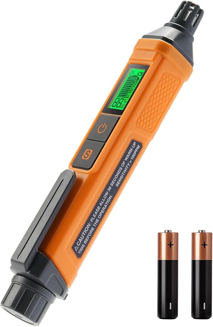 Natural Gas Detector, TopTes PT205 Gas Leak Detector with Audible & Visual Alarm, Propane Leak Detector with%LEL Value of Methane, Butane, and Combustible Gas for Home, RV (Includes Batteryx2)-Orange