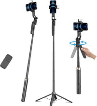 Load image into Gallery viewer, 71&#39;&#39; Auto Face Tracking Tripod 360° Rotation Phone Tripod with Remote Control and Phone Holder, Selfie Stick Tripod with Selfie Light for iPhone, Android, Applied to YouTube, Tiktok, Live Vlog Video
