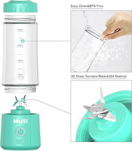 Load image into Gallery viewer, Mulli Portable Blender,USB Rechargeable Personal Mixer for Smoothie and Shakes, Mini Blender with Six Blades for Baby Food,Travel,Gym
