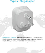 Load image into Gallery viewer, South Africa Power Adapter,VINTAR Type M Plug Adapter with 1 USB C,3 USB Ports and 2 American Outlets,6 in 1 South Africa Travel Plug Adapter for US to South Africa, Botswana, Namibia, Nepal
