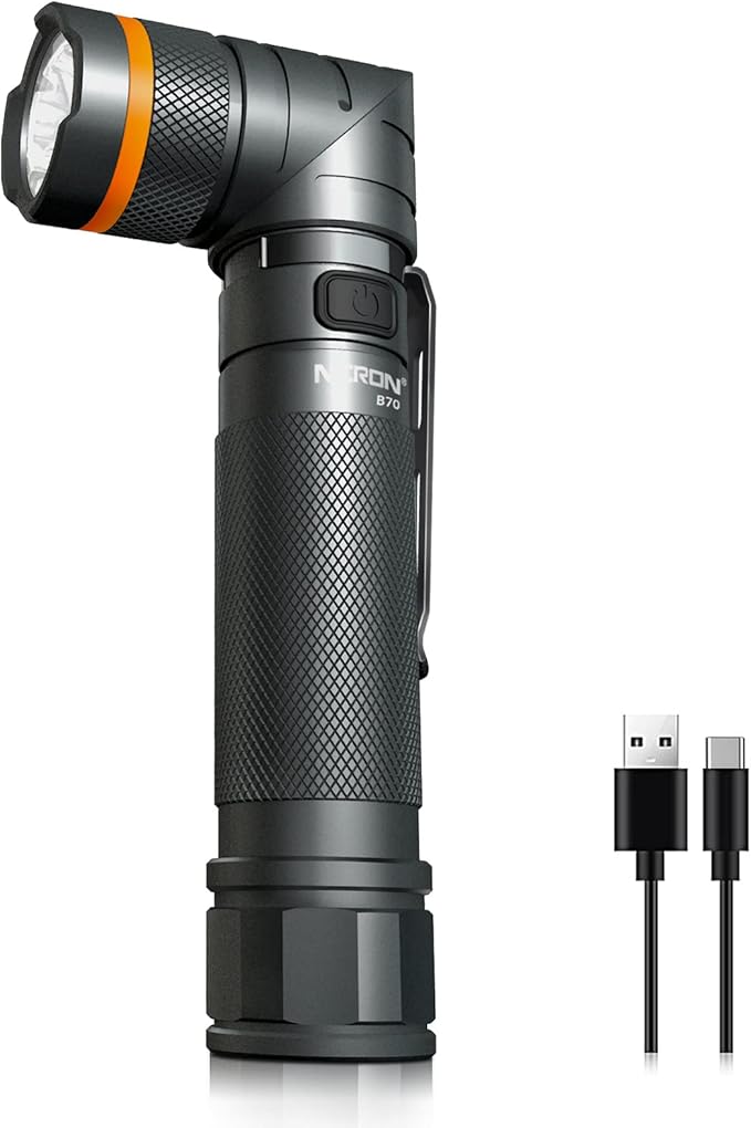 NICRON Flashlights,Rechargeable Magnetic LED Flashlights,1200 High lumens Tactical Flashlight,White/Red/Green Lights USB Charging,90 Degree Twist,IP65 Waterproof Outdoor