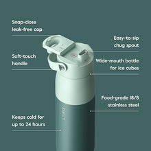 Load image into Gallery viewer, LARQ Bottle Swig Top 34oz - Insulated Stainless Steel Water Bottle With Built-In Silicone Handle | Thermos, BPA Free | Reusable Water Bottle for Sports, Gym, and Travel, Eucalyptus Green
