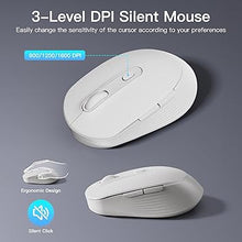 Load image into Gallery viewer, Wireless Keyboard and Mouse Combo, Soueto 2.4G Full-Sized Computer Keyboard with Phone Tablet Holder, 22 Multimedia Shortcuts, Numeric Keypad, 6 Button Silent Mouse for Windows, Mac (White)
