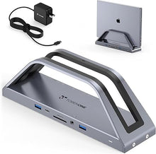 Load image into Gallery viewer, TobenONE 14-in-1 MacBook Pro/Air Docking Station Dual 4K Monitor, Vertical Laptop Docking Station Stand for Mac M1/M2/M3/M4 Pro/Max, USB C Dock with 65W Power Adapter, 2 HDMI, VGA, 5Gbps USB, RJ45
