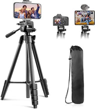 Load image into Gallery viewer, Sensyne 64" Camera Tripod Stand, Versatile Phone &amp; iPad Tripod with Wireless Remote and 2-in-1 Phone Holder for Selfie/Video Recording/Photo/Live Stream/Vlog
