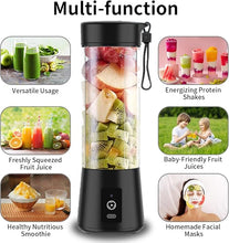 Load image into Gallery viewer, Lyrique Portable Blender: 400ml Personal Electric Blender for Shakes &amp; Smoothies, USB-C Rechargeable, Sharp Stainless Steel Blades with Efficient Mixing Function (Black)
