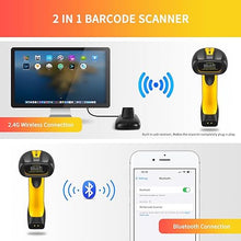 Load image into Gallery viewer, NETUM Upgraded QR Industrial Bluetooth Barcode Scanner with Charging Dock, Wireless 2D 1D Bar Code Reader 2600mAh Drop Protection Shock Dust Proof Hands Free for Windows Mac Android iOS (NT-1202W)
