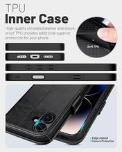 Load image into Gallery viewer, OCASE Compatible with iPhone 16 Wallet Case, PU Leather Flip Folio Case with Card Holders RFID Blocking Kickstand [Shockproof TPU Inner Shell] Phone Cover 6.1 Inch 2024, Black
