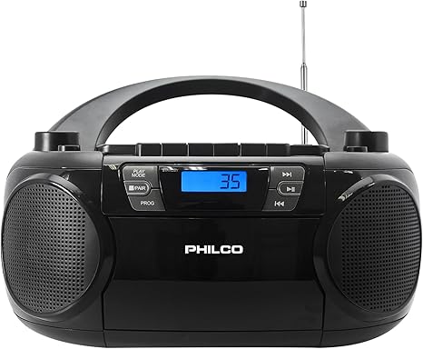 Philco Bluetooth CD Boombox with Cassette, MP3 CD USB Playback The Ultimate Retro Music Combo with Best Class Sound Performance, 12 watts, and Telescopic FM Antenna Provides Maximum Radio Reception