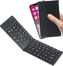 Load image into Gallery viewer, Wireless Keyboard Foldable Bluetooth keyboard Slim Small Quiet Portable Compact Handheld Full Size Pocket Travel Folding Keyboard for PC Laptop Computer Phone Samsung Tablet iPhone iPad Mac Gift Black
