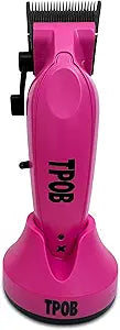 TPOB X Digital Brushless 6800rpm Professional Hair Trimmer Hair Clippers for Men, Psycho Zero Gapped T-Blade Trimmer Cordless Rechargeable Edgers Clippers (X Clipper Pink with Stand)