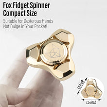 Load image into Gallery viewer, FREELOVE Metal Fidget Spinner, Stainless Steel Heavy, Long Spinning Toys, Cool Silent, Small Mini Fox Figette Spiner for Adults Men Anxiety, Quiet Bearing, Gold
