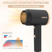 Load image into Gallery viewer, ANIEKIN Hair Dryer, 1875W Ionic Blow Dryer with Diffuser and Concentrator for Women Curly Hair Fast Drying as Constant Temperature, Portable Hair Dryer for Travel, Black
