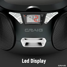 Load image into Gallery viewer, Craig CD6925 Portable Top-Loading Stereo CD Boombox with AM/FM Stereo Radio and Bluetooth Wireless Technology | Programmable CD Player | CD-R/CD-W Compatible | No Headphone Jack
