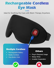 Load image into Gallery viewer, Silk Cordless Heated Eye Mask, Washable Heat Eye Compress for Dry Eye Electric Eye Heating Pad Warm Eye Mask for Eye Fatigue Stye Sinus Blepharitis MGD Gifts for Men Women
