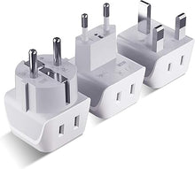 Load image into Gallery viewer, Ceptics Complete European Travel Adapter Set - 2 In 1 Usa to Europe, Germany, England, Spain, Italy, Iceland, France, (Type G, E/F, Type C) - 3 Pack, Safe Grounded Perfect for Cell Phones, Laptops
