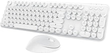 Load image into Gallery viewer, Wireless Keyboard Mouse Combo, 104 Keys Cute White Keyboard with Number Pad &amp; Mouse for Windows, Computer, PC, Notebook, Laptop (White)
