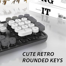 Load image into Gallery viewer, Wireless Keyboard and Mouse, KOOTOP Cute Keyboard and Mouse, 2.4G Wireless Keyboard with Retro Round Keycap for PC, Mac, Laptop,Tablet,Computer Windows (Grey)
