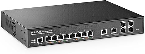 MokerLink 8 Port 2.5 Gigabit PoE Managed Switch, 8x2.5G POE, 2x10G Ethernet, 4x10G SFP+, IEEE8023af/at PoE 120W, Web/CLI L3 Managed, Desktop|Rackmount Network Switch