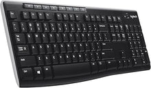 Load image into Gallery viewer, Logitech K270 Wireless Keyboard for Windows, 2.4 GHz Wireless, Full-Size, Number Pad, 8 Multimedia Keys, 2-Year Battery Life, Compatible with PC, Laptop, Black
