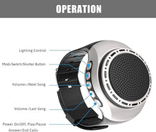 Load image into Gallery viewer, Wireless Wearable Waterproof Wrist Portable Bluetooth Speaker Watch with Multi Function FM Radio &amp; MP3 Player &amp; TWS &amp; Selfie &amp; Ultra Long Standby Time for Running, Hiking, Riding?Silver?
