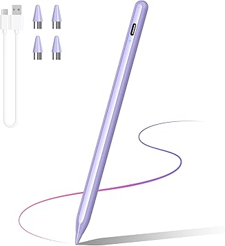 Stylus Pen for Android and i-OS, Stylists Pen for Touch Screens/i-Pad/Phones, Rechargeable Stylus Pencil for A-pple/Android/Tablet, 16.5CM, Purple