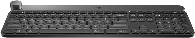 Logitech Craft Advanced Wireless Keyboard with Creative Input Dial and Backlit Keys, Dark grey and aluminum - With Free Adobe Creative Cloud Subscription,Graphite