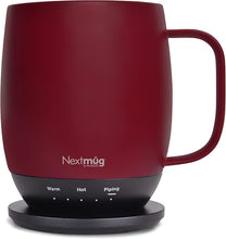 Load image into Gallery viewer, Nextmug - Temperature-Controlled, Self-Heating Coffee Mug (Burgundy - 14 oz.)
