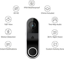 Load image into Gallery viewer, Kasa Smart Video Doorbell Camera Hardwired w/ Chime, 2K Resolution, Always-on Power, Night Vision, 2-Way Audio, Real-Time Notification, Cloud &amp; SD Card Storage, Works w/ Alexa &amp; Google Home (KD110)
